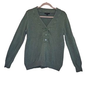 Banana Republic Teal Green V-Neck Sweater with Buttons Size Large